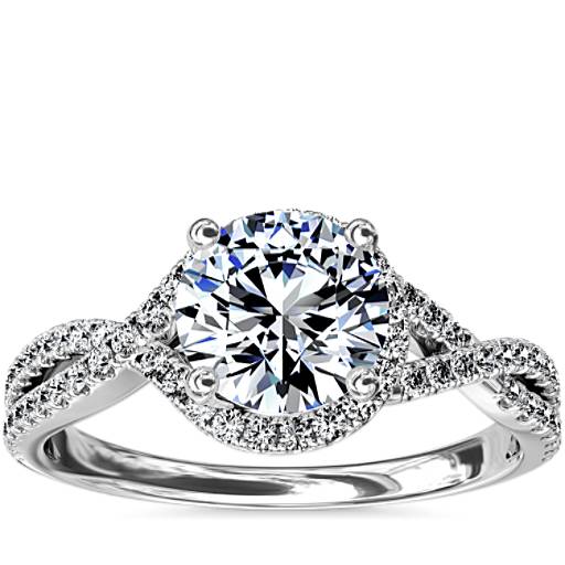 kim femte cabriolet Twisted Halo Diamond Engagement Ring in Platinum (1/3 ct tw.) | Blue Nile